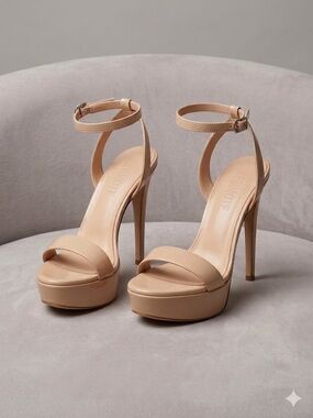 Nude Patent Platform Ankle-Strap Sandal